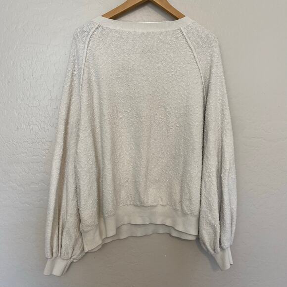 Free People Found My Friend Sweater Womens Size XL Boucle Cozy Comfy Cream - Picture 3 of 5